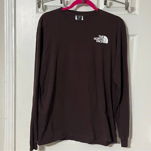 Men's Brown The North Face Long Sleeve Shirt Logo Size Large - Picture 7 of 7